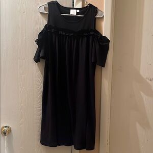 👗LC Lauren Conrad Black Cold Shoulder Midi Sundress